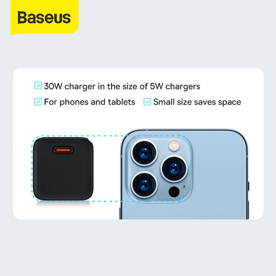 Baseus GAN 3 Smart Fast Charger 1C 30W EU - Fast Charging - 30W PD Type C