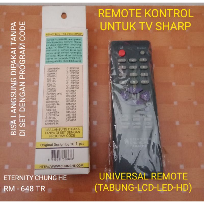 REMOTE TV SHARP (ETERNITY CHUNG HE) TV TABUNG/LCD/LED.