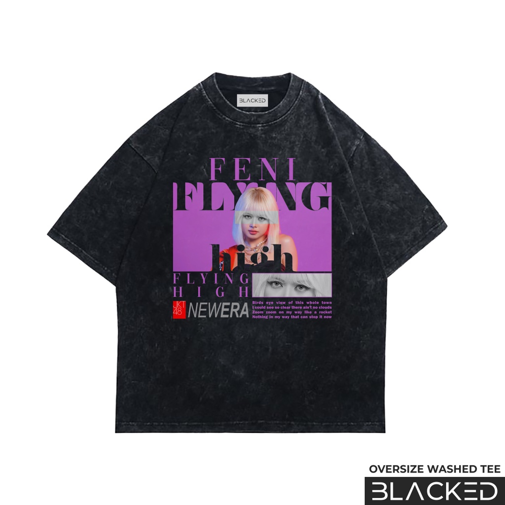 KAOS JKT48 FENI FLYING HIGH OVERSIZE / STONEWASH / OVERSIZED WASHED TEES / BAJU OVER SIZE JKT48