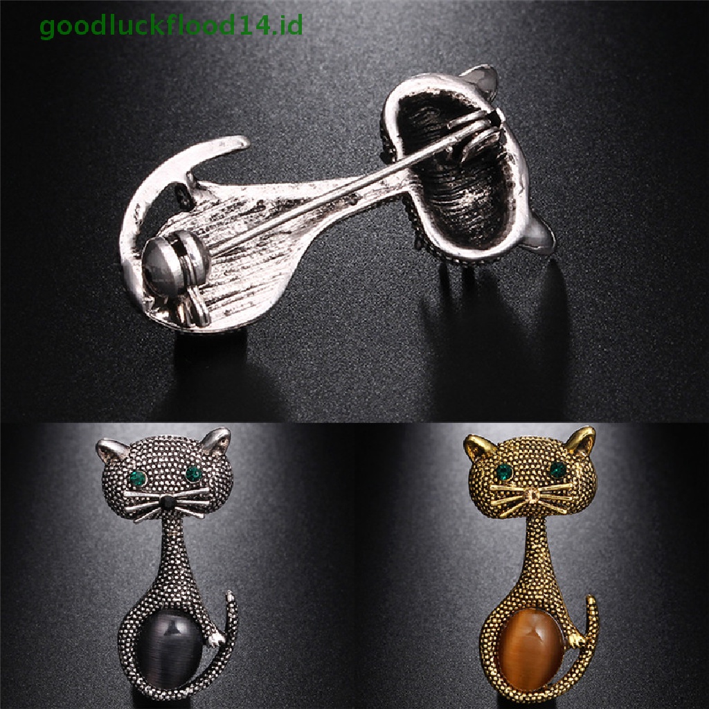 [GOOGFOUR] Mata Kucing Batu Bros Pin Hewan Bros Kerah Klip Pernikahan Opal Wanita Brooch [TOP]