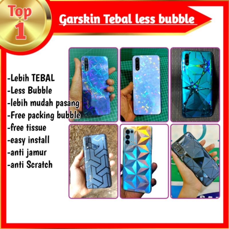 Garskin Hp TEBAL LESS BUBBLE anti jamur ready all type hp