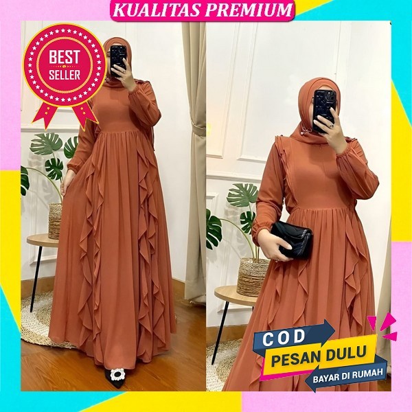 Ls - Terbaru Ilmira Dress Bahan Rip Knit Dress Cantik Kekinian Wanita Dewasa Dress Korean Style Kond