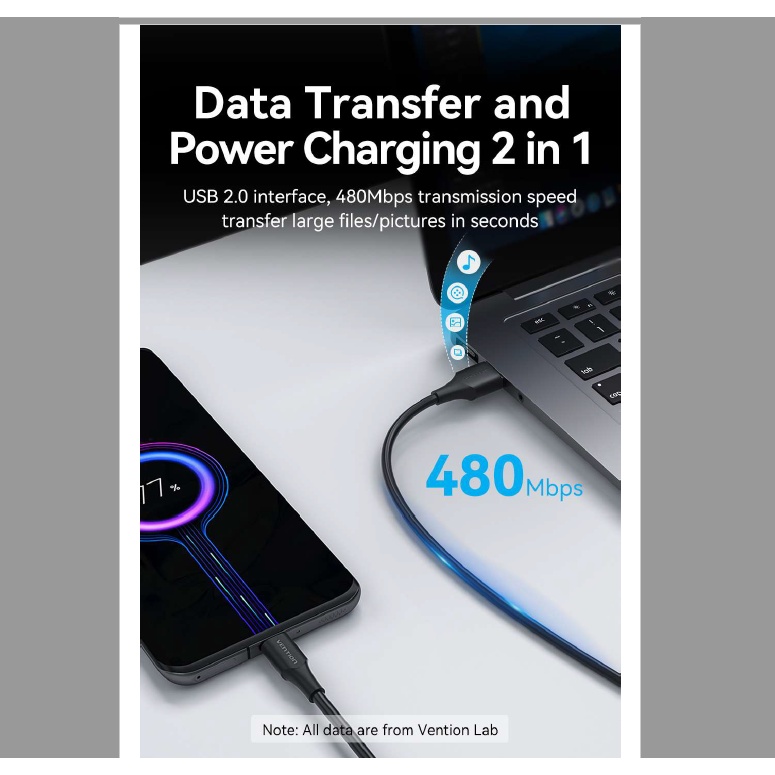 Vention Kabel Data USB A to Type C 3A Fast Quick Super Charge Android