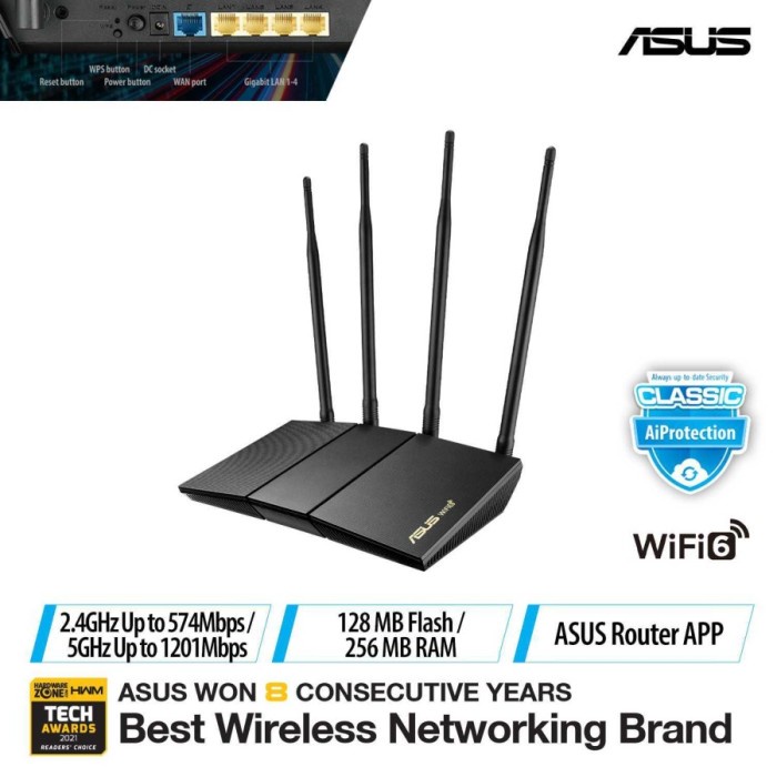 Router Asus Rt-Ax1800Hp Ax1800 Dual Band Wifi 6 Wireless Router With Aimesh