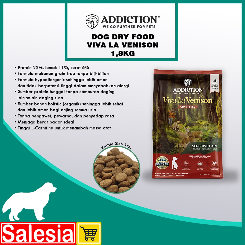 ADDICTION DOG FOOD VIVA LA VENISON MAKANAN KERING ANJING RASA RUSA PREMIUM 1,8 KG