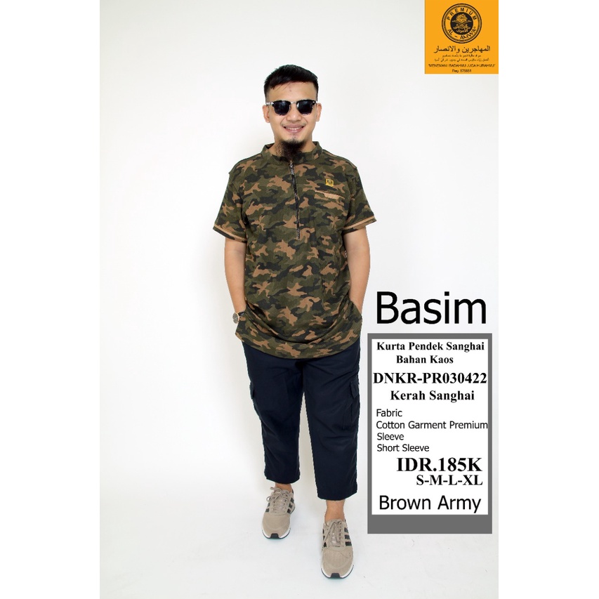 Kurta Kaos Series Basim by Al Amwa Premium - Kurta Pria Lengan Pendek Kerah Sanghai - Gamis Pakistan