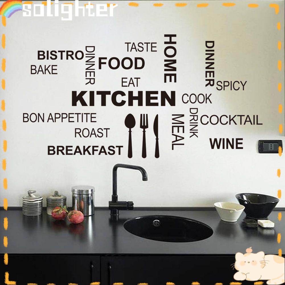 Solighter Stiker Huruf Dapur Kitchen Removable Dekorasi Rumah Quotes Mural Decal