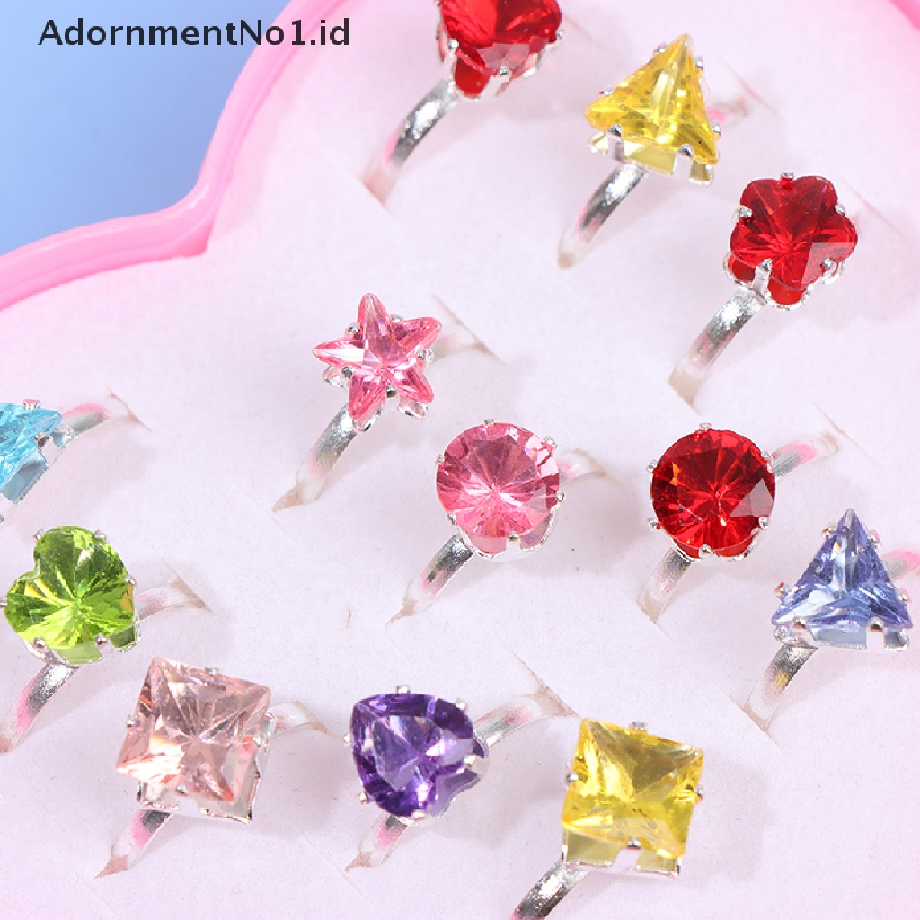 [AdornmentNo1] 10pcs Cincin Perhiasan Anak Kids Little Girl Adjustable in Box, Bentuk Random [ID]