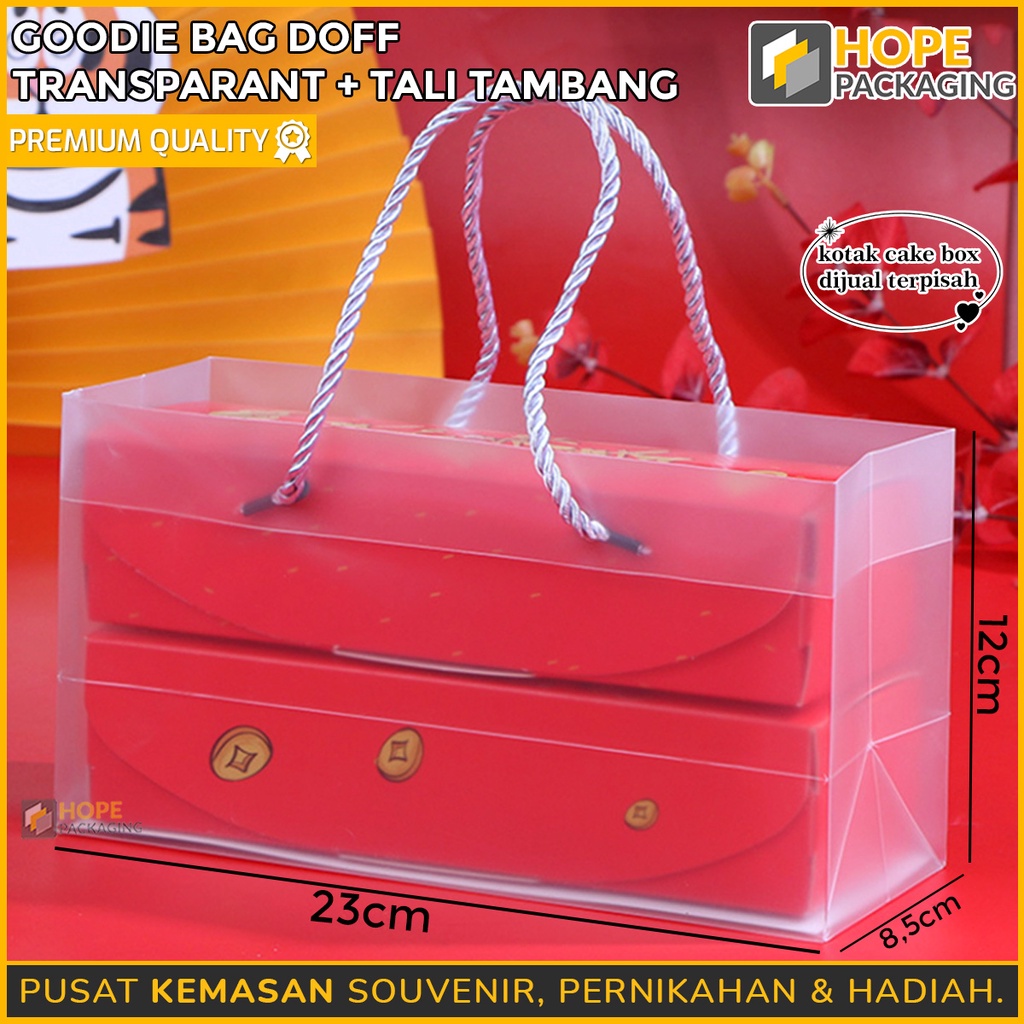 

Goodie Bag Doff Transparant + Tali Tambang/ Kantong Mika Polos/ Tas Kado/ Kotak Kue/ Kantong Bingkisan Pesta/ Kantong hampers/ Paper Bag Doff/ Hampers Goodie B