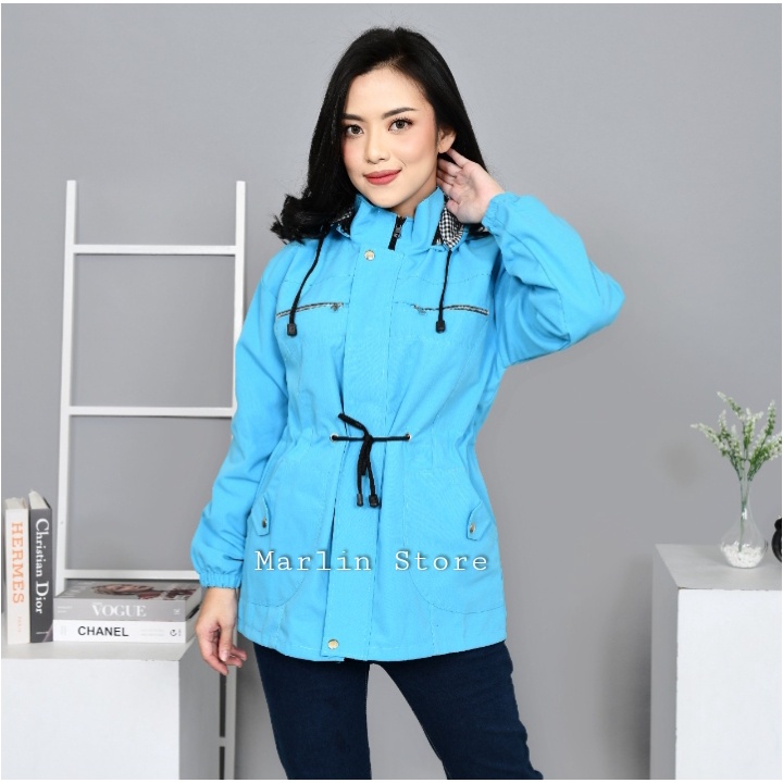 Jaket Kanvas Wanita Oversize Jumbo Korean Style Tebal Baby Canvas Bolak Balik Ukuran M Sampai 4XL