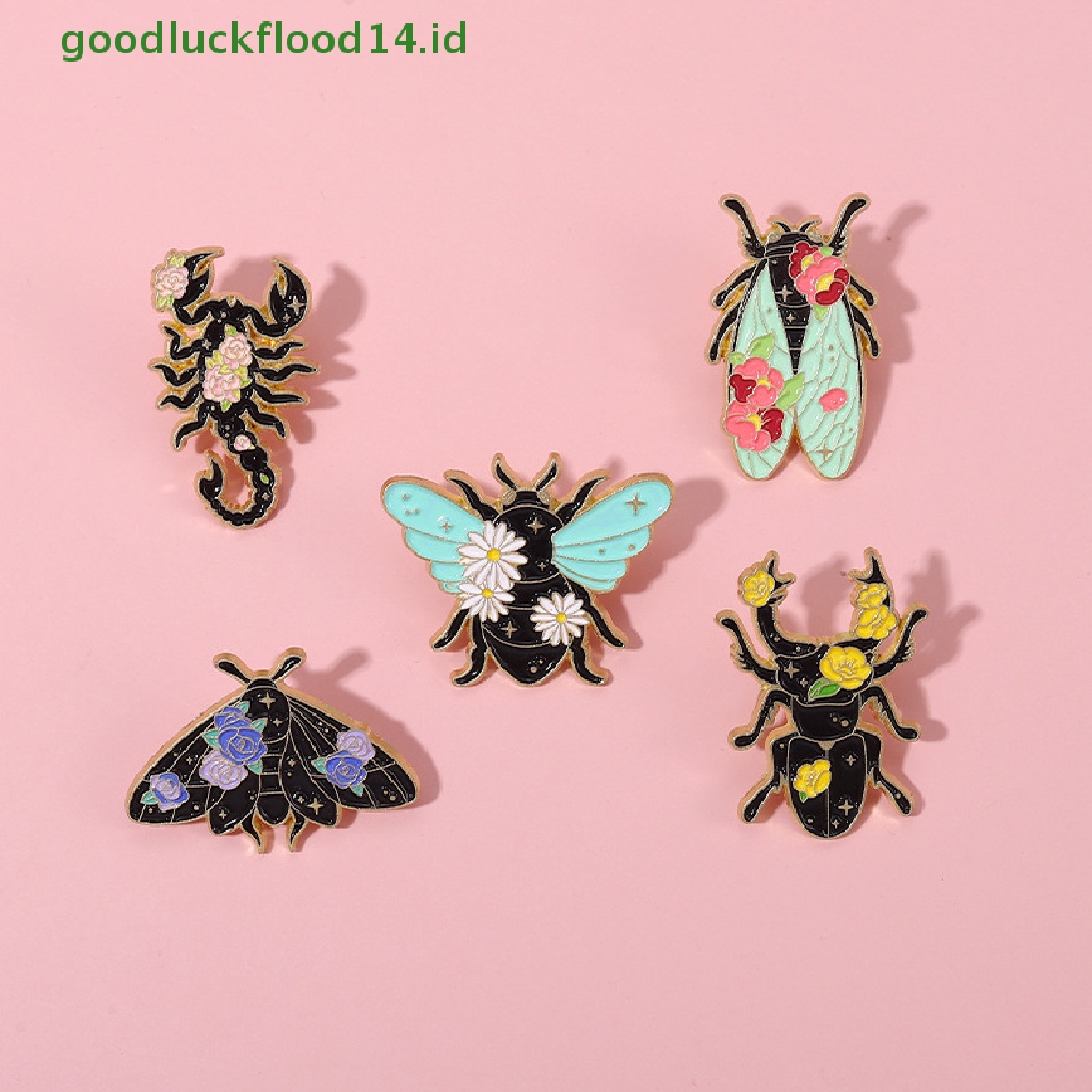 [GOOGFOUR] 1 Pcs Bunga Serangga Enamel Pin Nature Ngengat Cicada Scorpion Bros Kerah Ransel Lencana Lucu Perhiasan Hadiah Untuk Teman Anak [TOP]