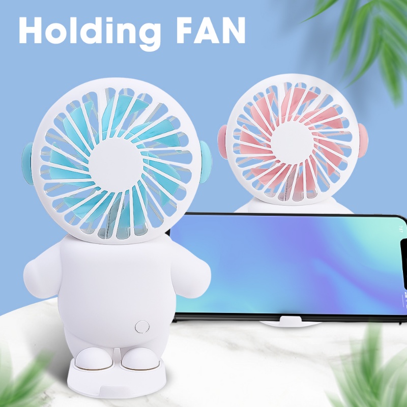 Kipas Angin Mini Genggam Astronot Kartun Minimalis Tahan Lama Desktop Portable Mesh Cover Usb Charging Fans Untuk Alat Rumah Tangga