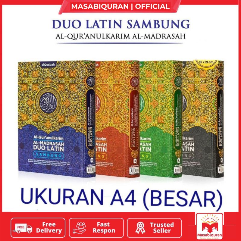 Al Quran Lansia Al Madrasah Duo Latin Sambung Ukuran A4 Besar Terjemahan Dan Perkata Latin Tajwid Wa
