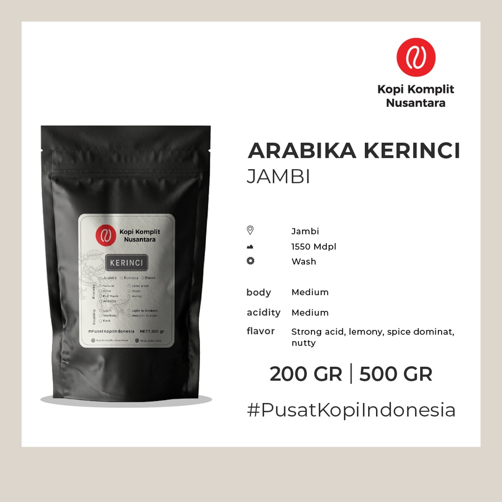 

Arabika Kerinci Jambi Medium Roasting - Kopi Biji dan Bubuk