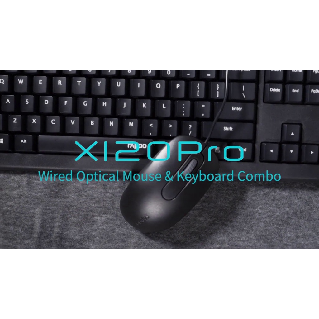 PAKET COMBO KEYBOARD MOUSE RAPOO X120 PRO WIRED KABEL USB KOMPUTER