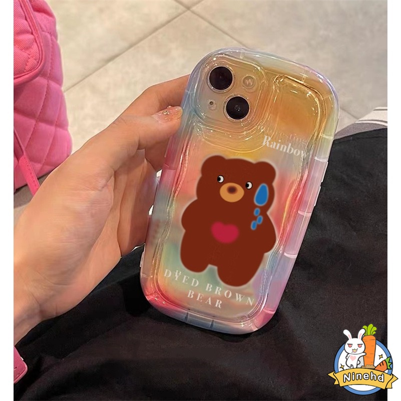 IPHONE Casing Kompatibel Untuk Iphone14 13 12 11 Pro Max X Xr Xs Max8 7 6 6s Plus Se2020Ananan Lucu Imut Beruang Ponsel Case Pelindung Lensa Warna Warni Halo Dye Silikon Soft Case Cover Pelindung