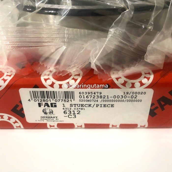 Bearing FAG 6312 c3 tanpa tutup