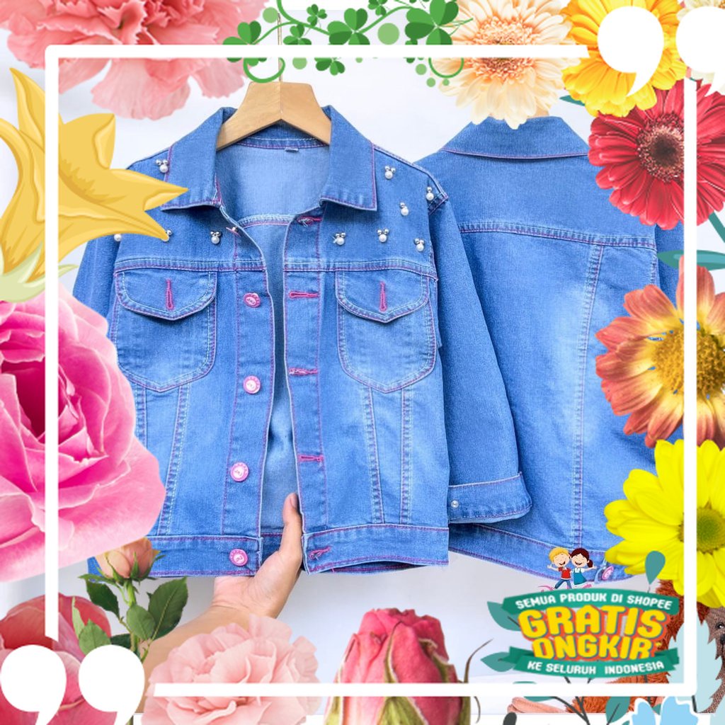 jaket jeans anak (PINK MUTIARA) / merah biru kunng tosca