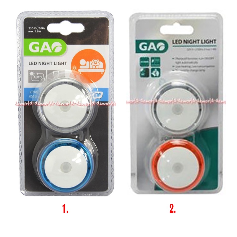 Gao Led Night Light 2pcs Set Lampu Tidur Led Memiliki Fitur Auto On Off Lampu Otomatis Menyala Dengan Sensor Cahaya