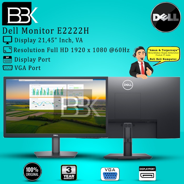 Monitor DELL E2222H 21.5" 60Hz DP VGA 3 Year