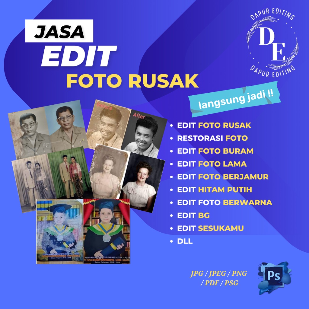 restorasi foto jadul rusak / remake ulang foto &amp; edit segala macam foto / foto blur jadi jernih / foto jadulfoto rusak