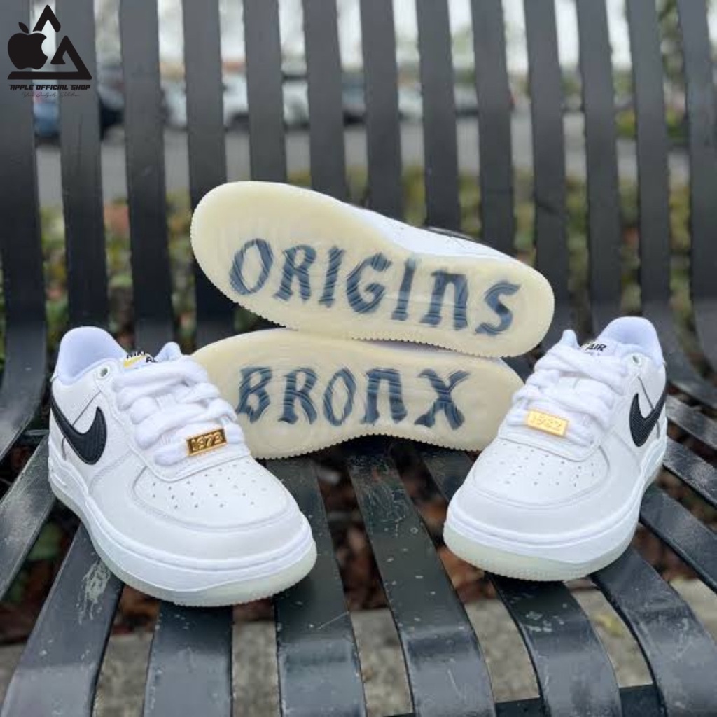 Nike Air Force 1 ‘07 PRM BRONX ORIGINS White Black Metallic Metalik Gold US 8.5 / 42 - 100% ORIGINAL BNIB