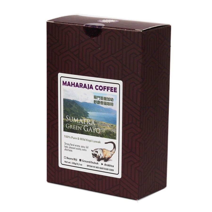 

Maharaja Coffee Wild Kopi Luwak Sumatra Green Gayo Arabika 120g Biji / Bubuk Gift Box