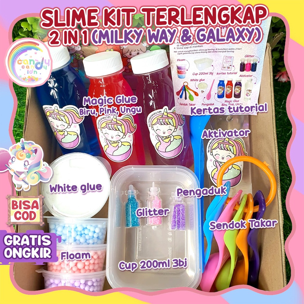 Slime Kit Murah dn Lengkap Unicorn Galaxy by Candycandy.idn