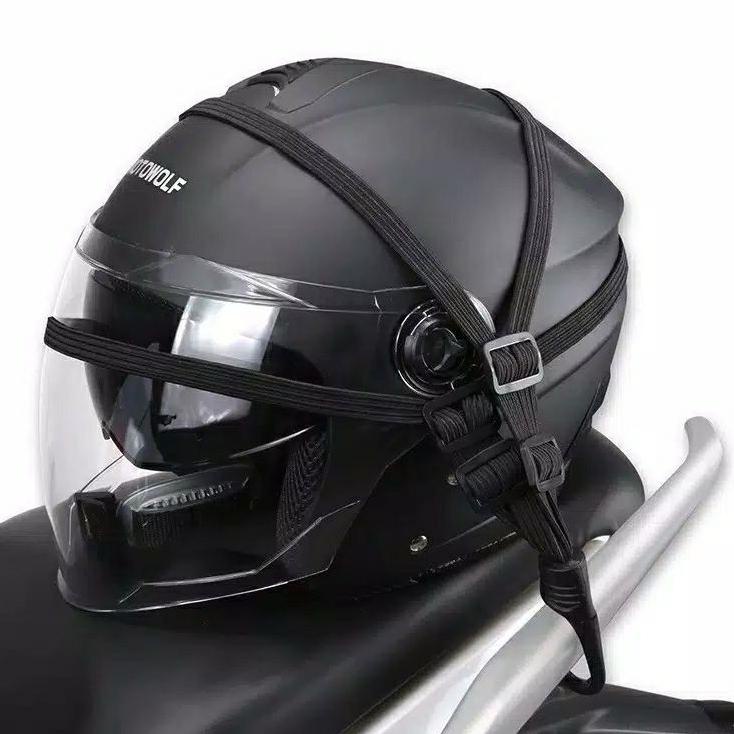 Stock Ready ORIGINAL MOTOWOLF | tali atao jaring pengikat helm tas barang untuk motor 2 hook 65cm