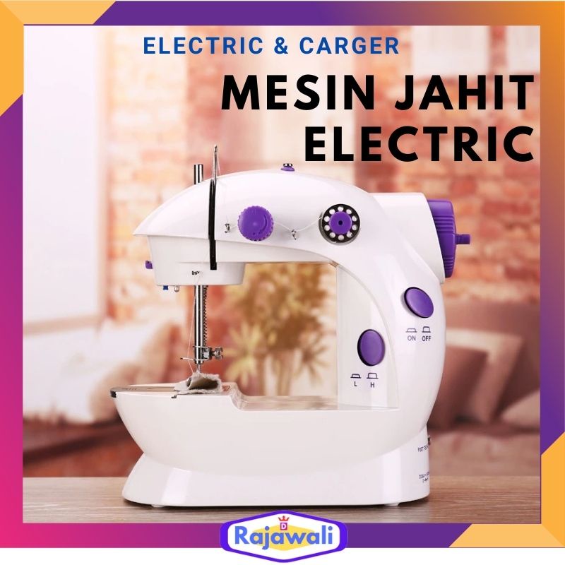 Mesin Jahit Listrik Mini Portable Dilengkapi Gunting Lampu Multifungsi Benang Kain Pakaian Baju Sepa