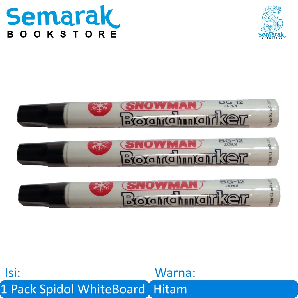 

Snowman Whiteboard marker Spidol Dapat Dihapus - Hitam [1 Pack / 12 Pcs]