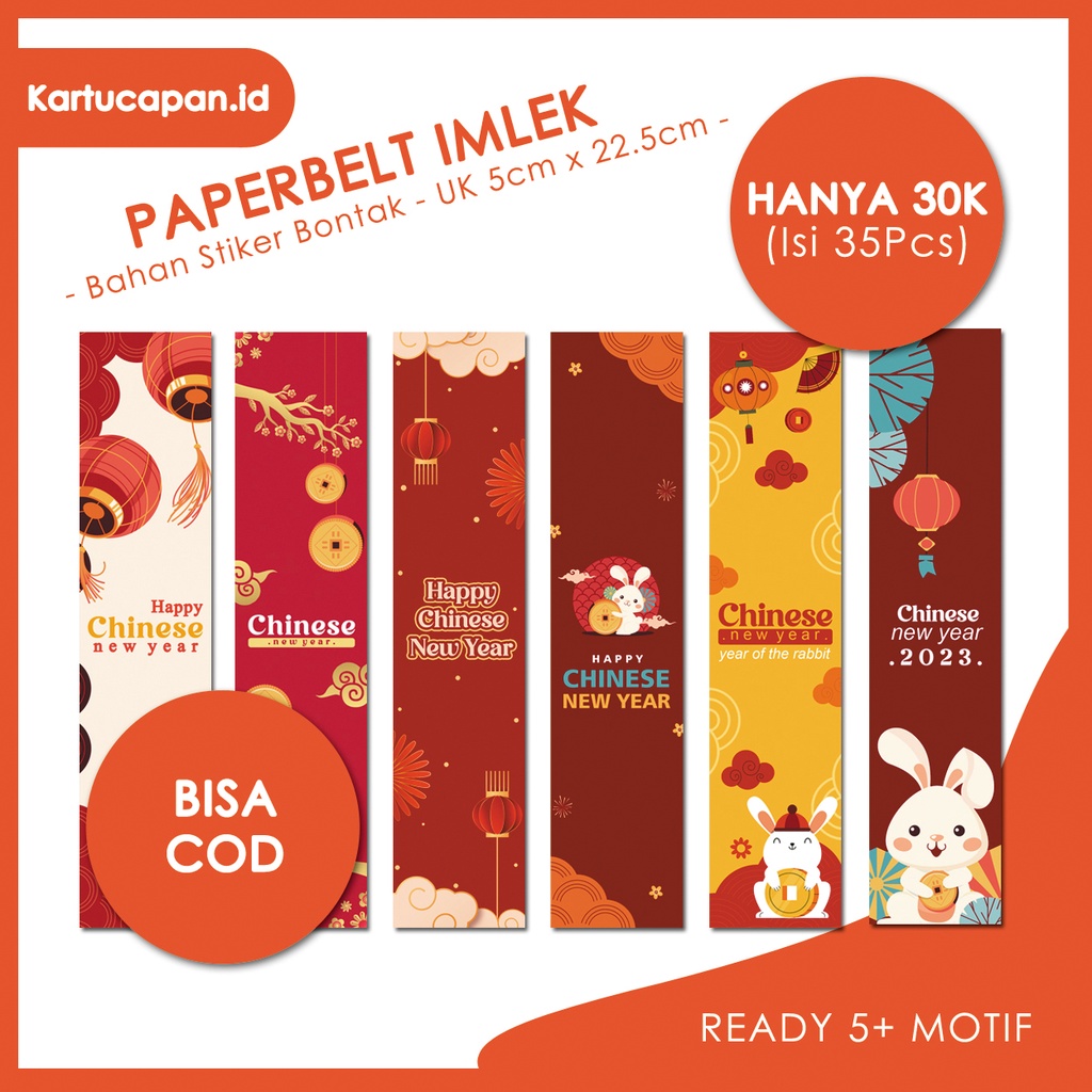 

(ISI 35PCS) Paper Belt Imlek Custom | Packaging Sleeve Free Design | Label Hampers Chinese New Year Packaging | Paper Sleeve | Label Segel Box Imlek
