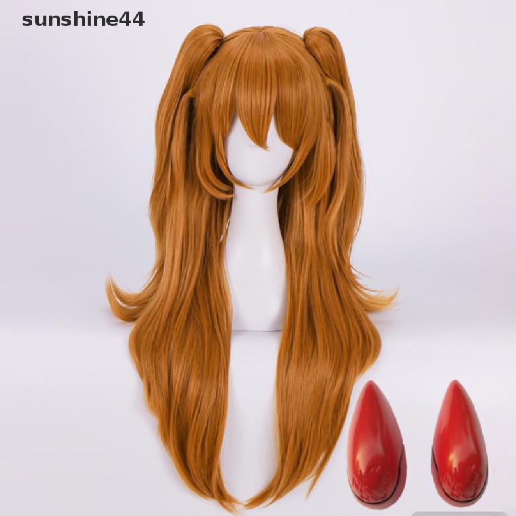 Sunshine Wig Sintetis Tahan Panas Cosplay EVA Asuka Langley Soryu Berkualitas Tinggi.