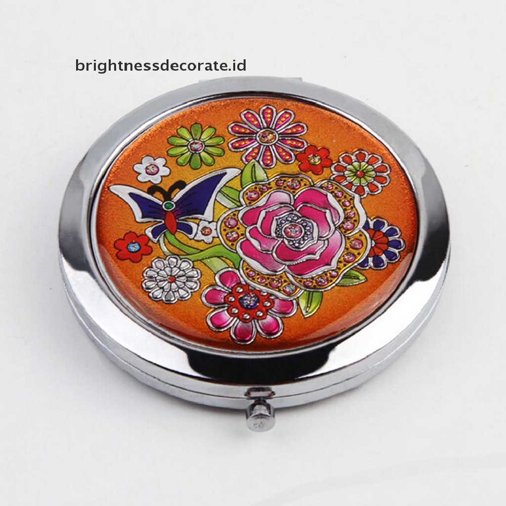 [Birth] Cermin Rias Logam Pembesar Lipat Portabel Cewek Double Side Compact Mirror [ID]