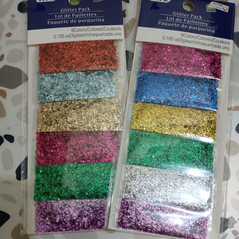 Set gliter glitter 6 pcs 6 warna untuk prakarya / dekorasi