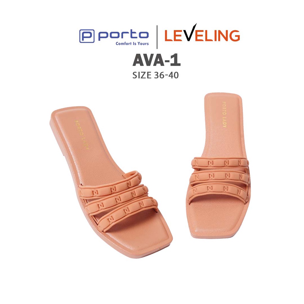 AVA-1 - Porto Leveling Sandal Wanita Flat Harian Terbaru Bagus Sendal Selop Kekinian Model Tali Elegan dan Nyaman