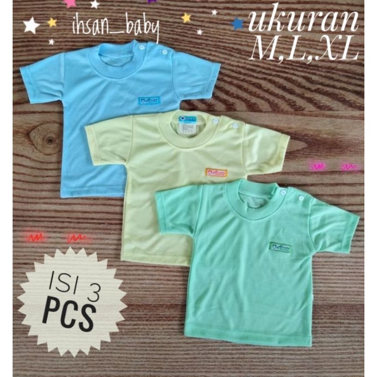 3 pcs ATASAN baju OBLONG bayi tangan pendek kancing bahu ukuran M/L/XL