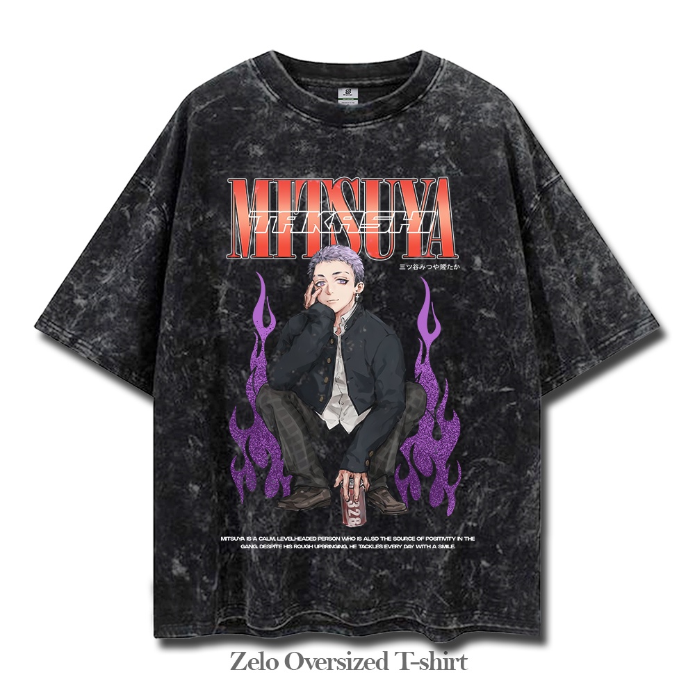Kaos Anime Mitsuya Oversize Vintage Tee // BAju Anime Mitsuya Washed Tee