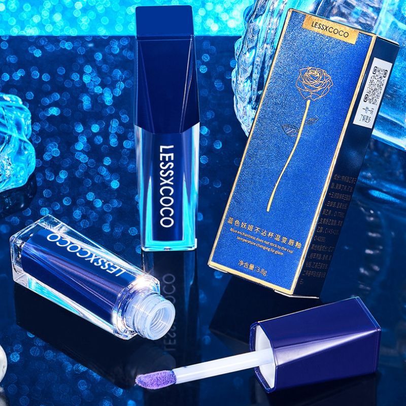 Blue Liquid Lipstick Lessxcoco Color Changing Moisturizing Lip Gloss Biru Rubah Warna Waterproof Original Terlaris