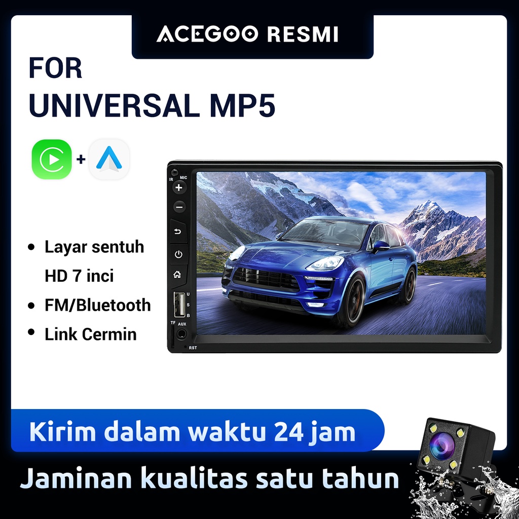 ESSGOO Head Unit 7 inch Universal 2Din Car RadioHD IOS / Android Mirrorlink Mobil MP5 Multimedia Player Touch Screen HD dengan TV Mendukung fungsi Bluetooth Radio FM / USB / kartu TF