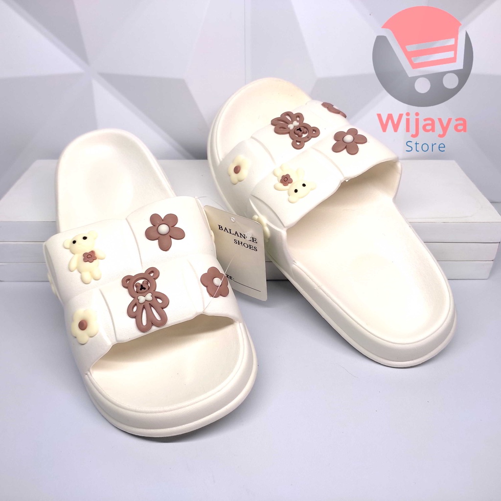 Sandal BALANCE 6608 Jelly Slop Wanita Teddy Bear Sendal Slide Selop Cewek Perempuan