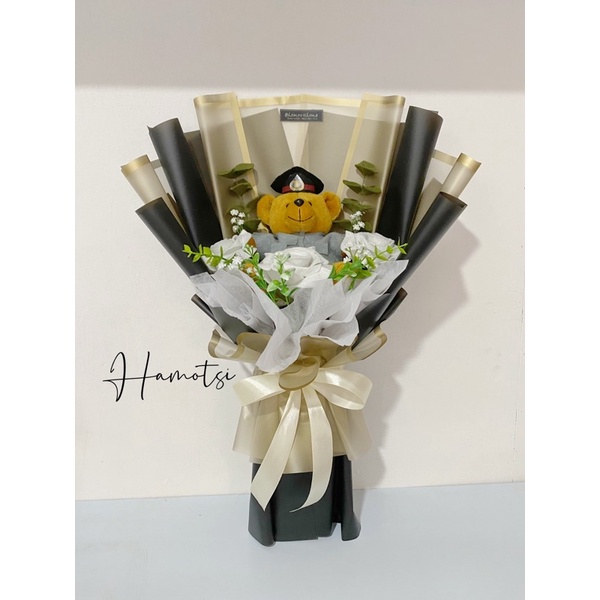 BOUQUET BUNGA POLISI BUKET WISUDA PELANTIKAN POLISI BOUQUET BONEKA FLANEL