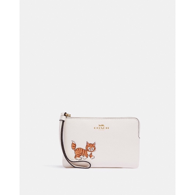 Coach Corner Zip Wristlet With Dancinf Kitten (CC474)