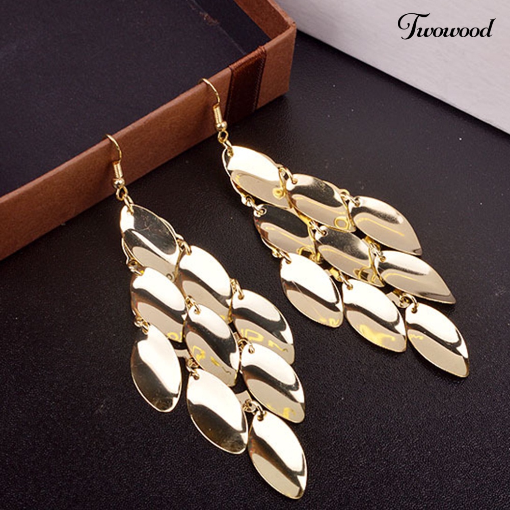 Twowood Fashion Wanita Tetesan Air Disk Pesona Panjang Menjuntai Eardrop Anting Perhiasan Hadiah