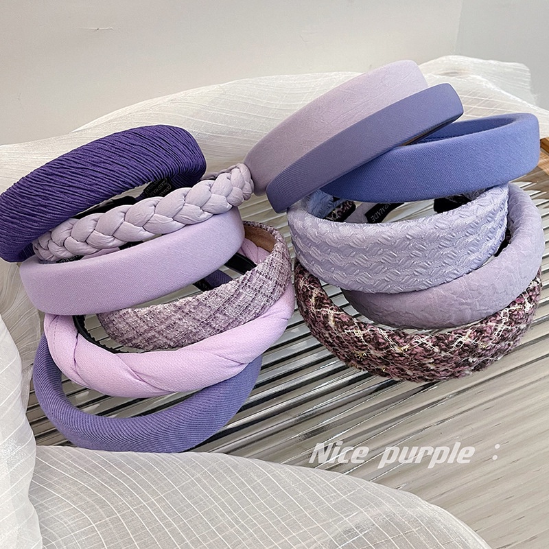 BANDO KAIN VARIAN WARNA UNGU 02 MOTIF BANDANA PURPLE HEADBAND SATIN SILK COTTON HAIR BAND BENDO AKSESORIS RAMBUT LEBAR HAIR ACCESSORIES