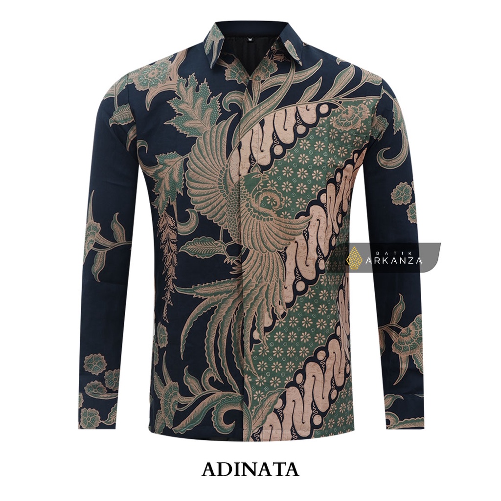 BATIK ARKANZA Motif ADINATA Atasan Kemeja Baju Batik Pria Cowok Laki Laki Lengan Panjang Lapis Furing Slim Fit Original Bahan Katun Halus Premium Modern