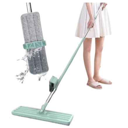 Alat Pel Lantai Tarik Flat Microfiber Mop Peras Tanpa Tangan Ultra Mop Pembersih lantai