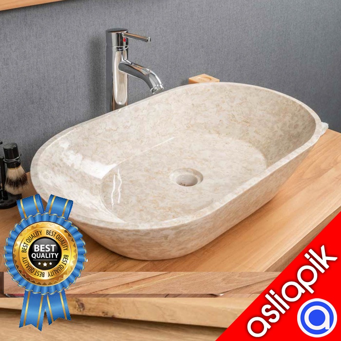 wastafel batu alam marmer oval