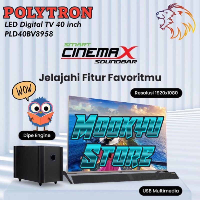 POLYTRON LED TV 40" Inch PLD40BV8958 | PLD 40BV8958 Digital TV with CinemaX Soundbar