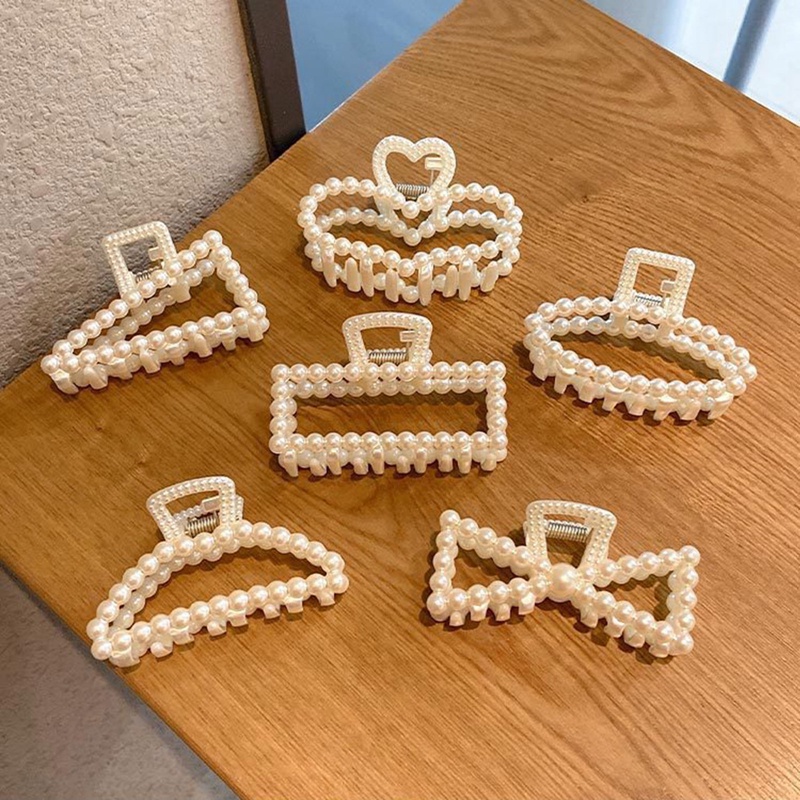 Fashion Wanita Mutiara Imitasi Berlian Imitasi Poni Samping Jepit Rambut Hair Claw Clip Barrette